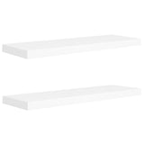 Floating Wall Shelves 2 pcs White 80x23.5x3.8 cm MDF - Front View