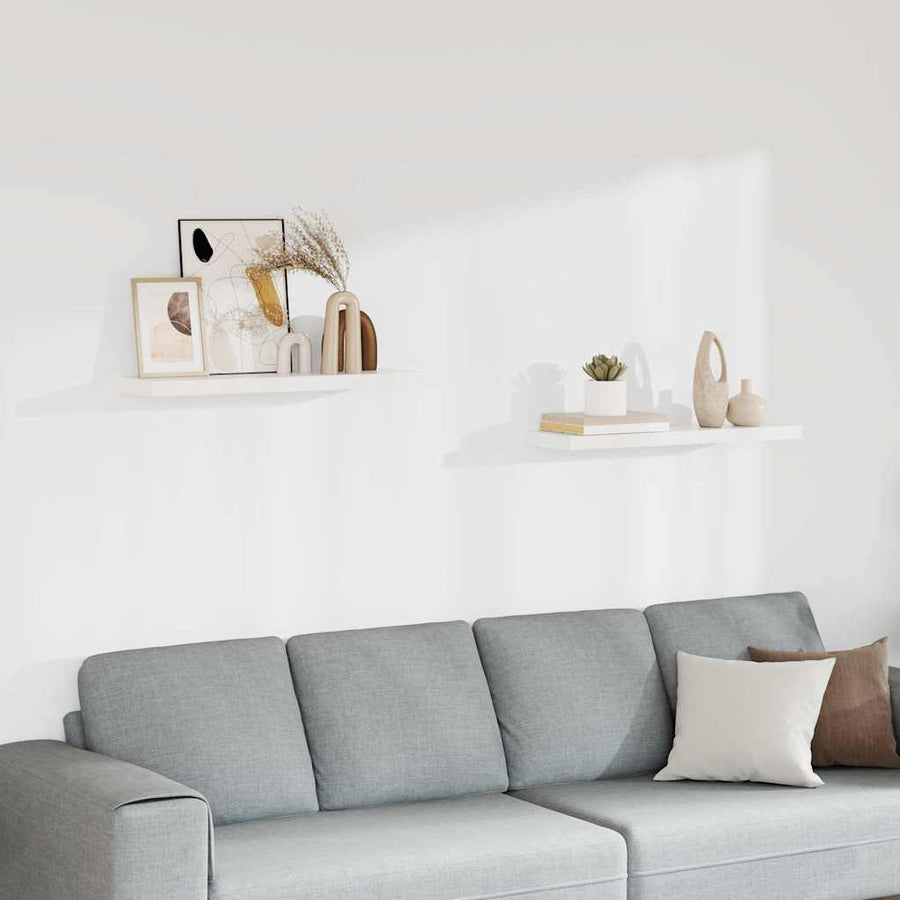 Floating Wall Shelves 2 pcs White 80x23.5x3.8 cm MDF