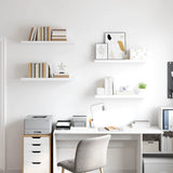 Floating Wall Shelves 4 pcs White 80x23.5x3.8 cm MDF - Side View
