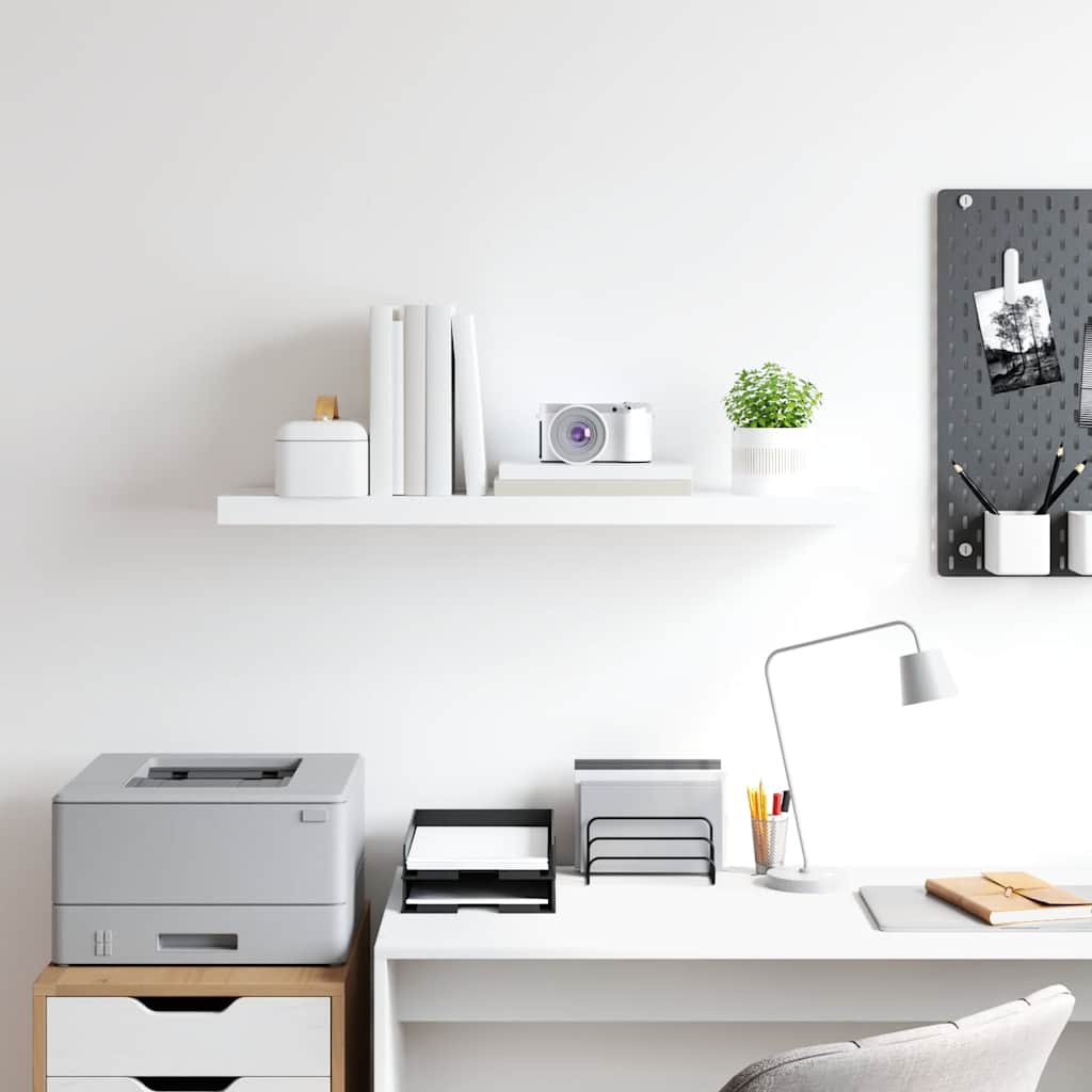 Floating Wall Shelf White 90x23.5x3.8 cm MDF