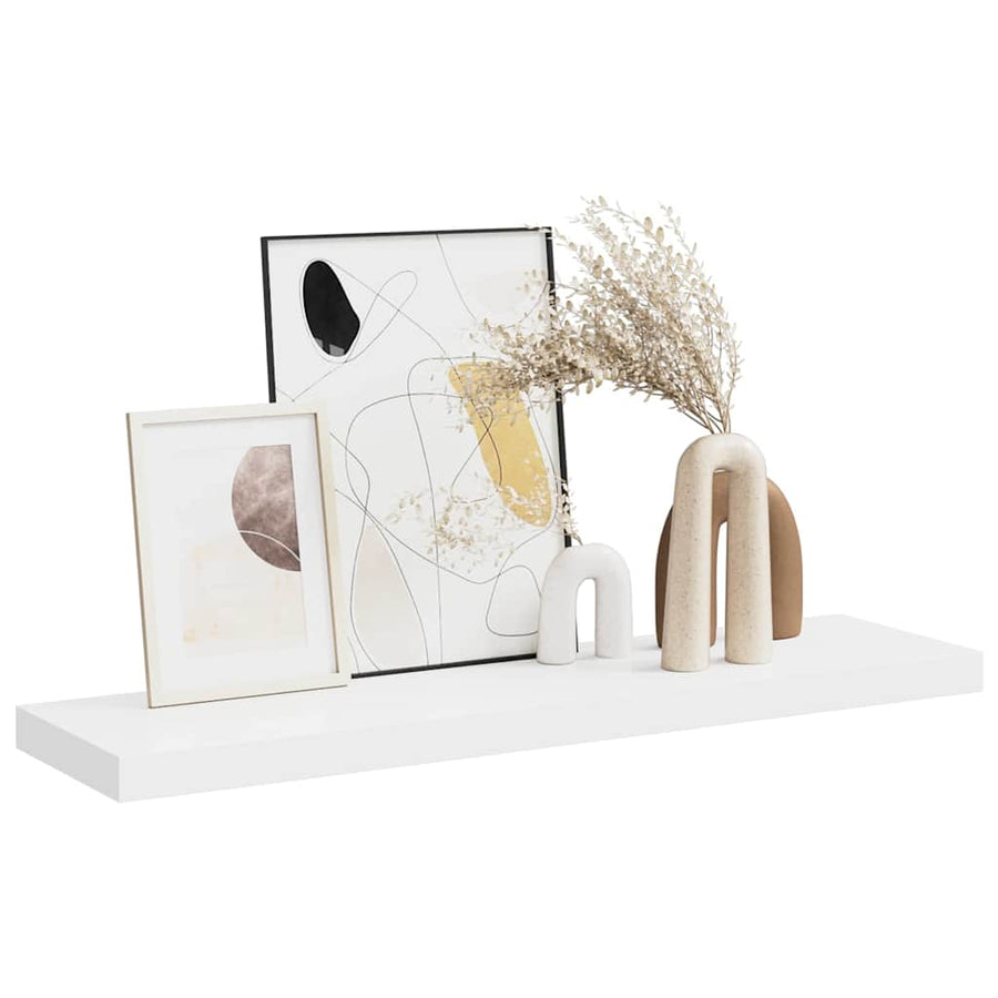 Floating Wall Shelf White 90x23.5x3.8 cm MDF