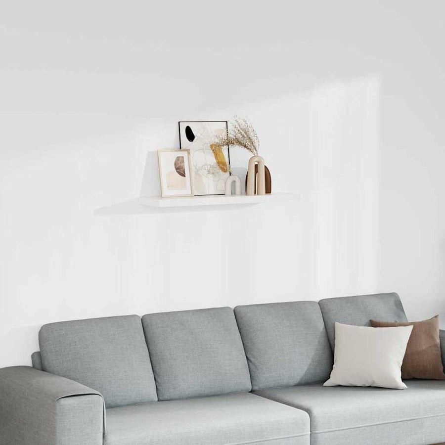 Floating Wall Shelf White 90x23.5x3.8 cm MDF
