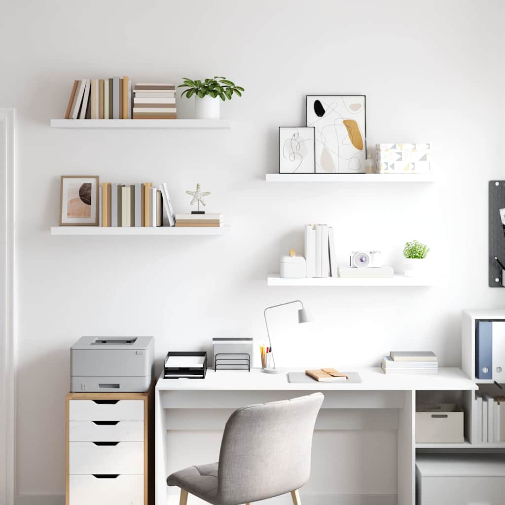 Floating Wall Shelves 4 pcs White 90x23.5x3.8 cm MDF