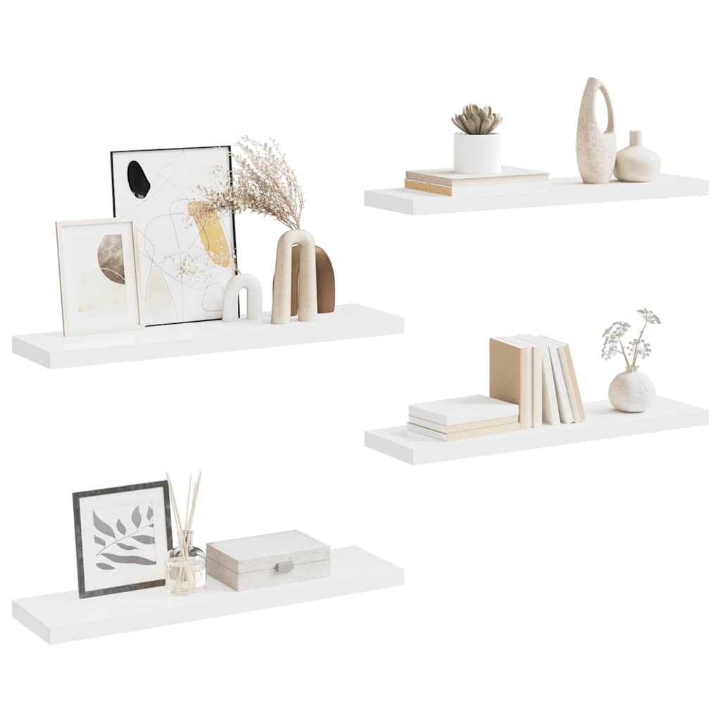 Floating Wall Shelves 4 pcs White 90x23.5x3.8 cm MDF