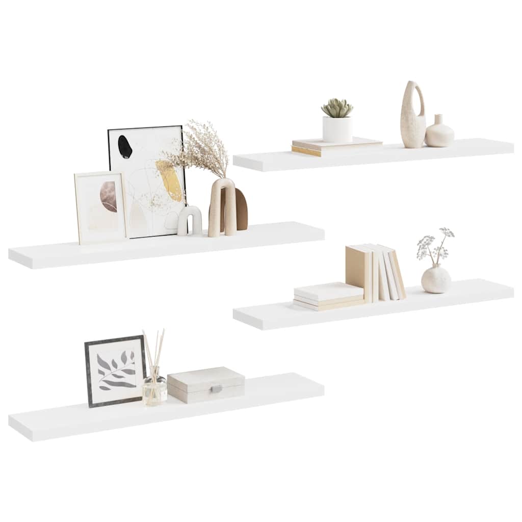 Floating Wall Shelves 4 pcs White 120x23.5x3.8 cm MDF