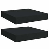 Floating Wall Shelves 2 pcs Black 23x23,5x3,8 cm MDF - Front View