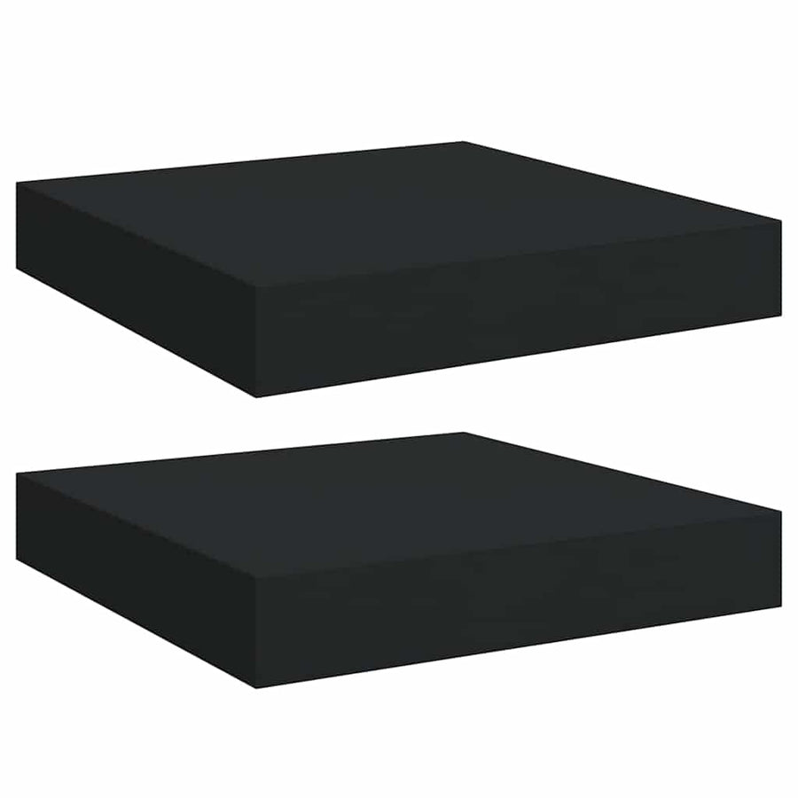 Floating Wall Shelves 2 pcs Black 23x23,5x3,8 cm MDF
