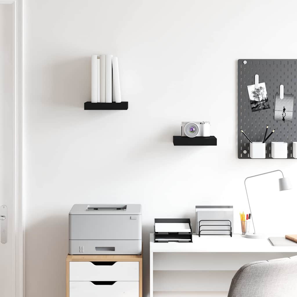 Floating Wall Shelves 2 pcs Black 23x23,5x3,8 cm MDF