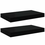 Floating Wall Shelves 2 pcs Black 40x23x3,8 cm MDF - Front View