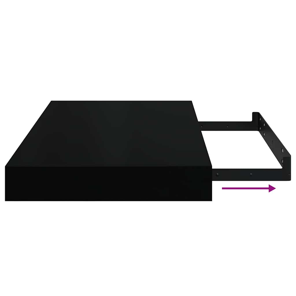 Floating Wall Shelves 2 pcs Black 40x23x3,8 cm MDF
