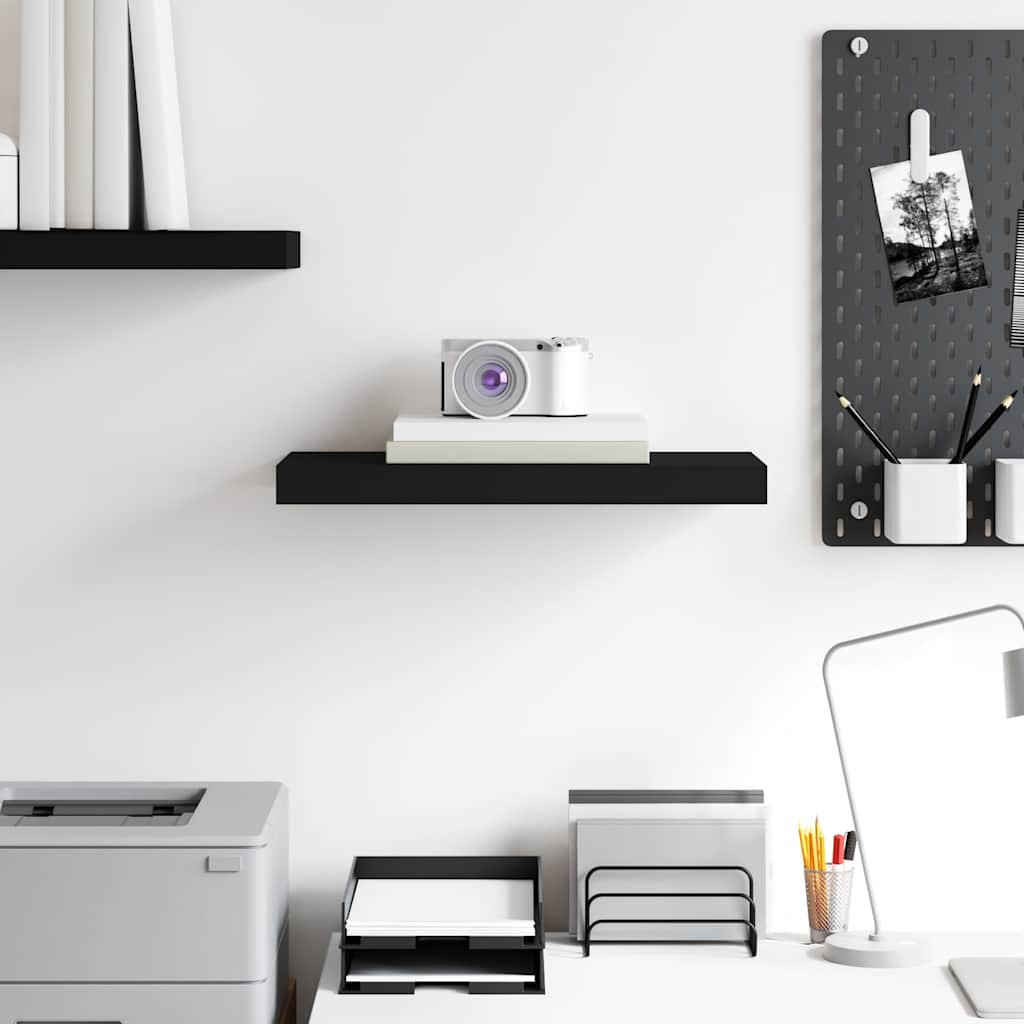 Floating Wall Shelf Black 50x23.5x3.8 cm MDF