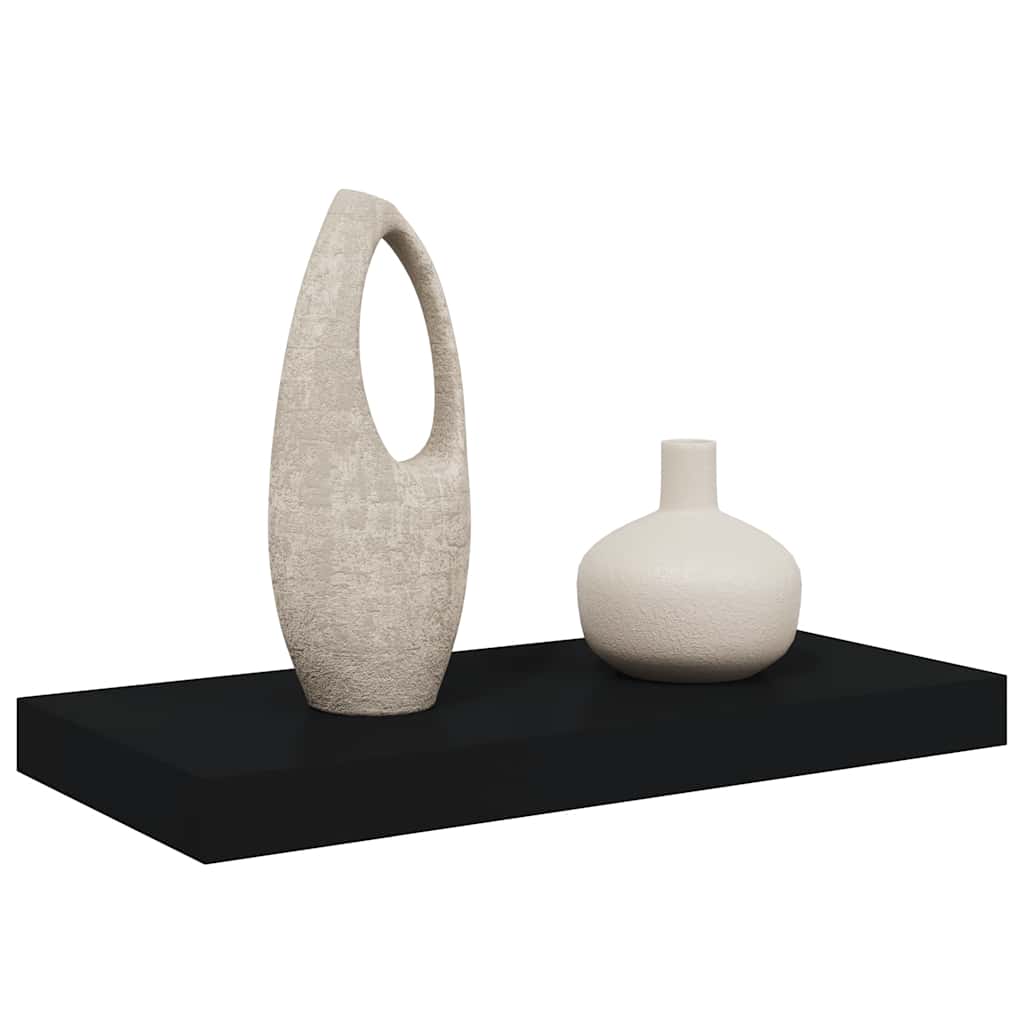 Floating Wall Shelf Black 50x23.5x3.8 cm MDF