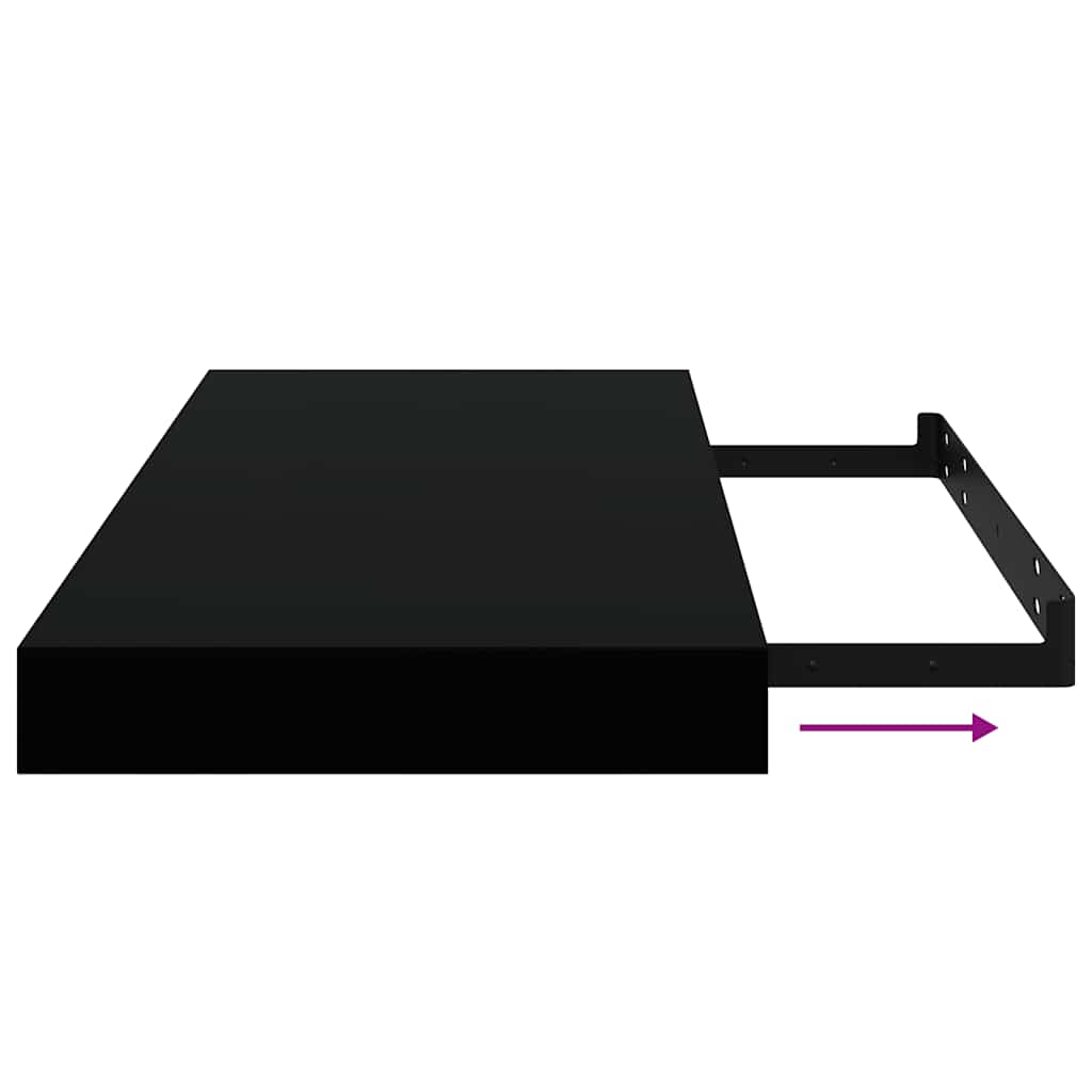 Floating Wall Shelf Black 50x23.5x3.8 cm MDF