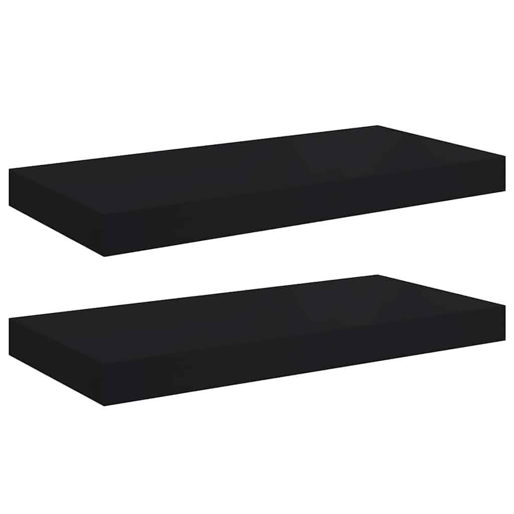 Floating Wall Shelves 2 pcs Black 50x23.5x3.8 cm MDF