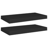 Floating Wall Shelves 2 pcs Black 50x23x3.8 cm MDF - Front View