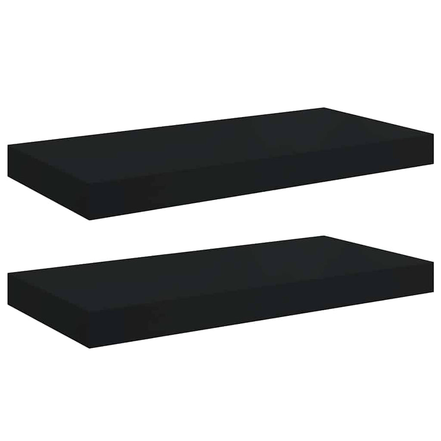 Floating Wall Shelves 2 pcs Black 50x23.5x3.8 cm MDF
