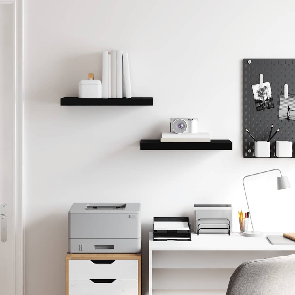 Floating Wall Shelves 2 pcs Black 50x23.5x3.8 cm MDF