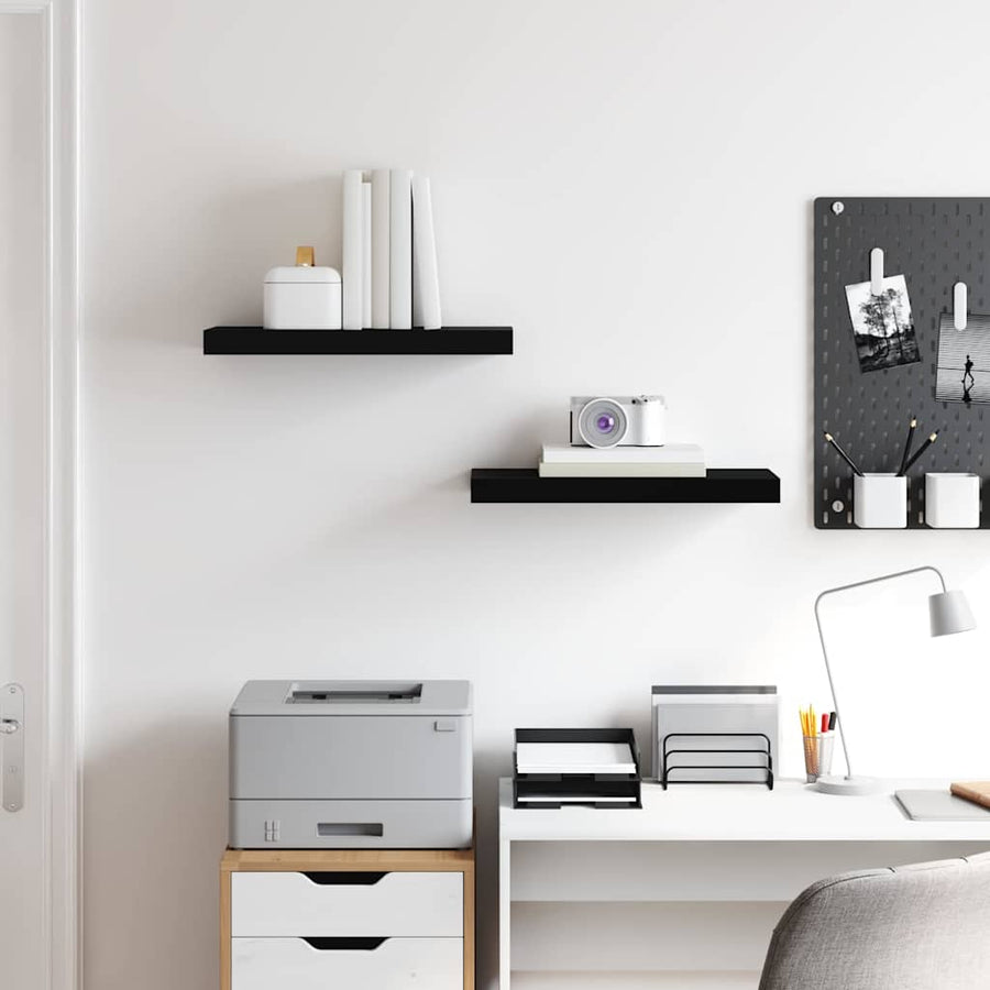 Floating Wall Shelves 2 pcs Black 50x23.5x3.8 cm MDF