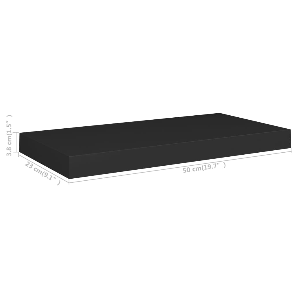 Floating Wall Shelves 2 pcs Black 50x23.5x3.8 cm MDF