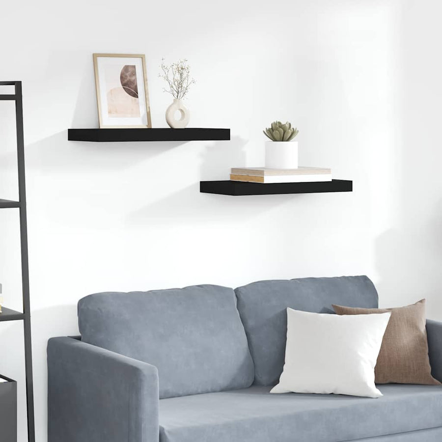 Floating Wall Shelves 2 pcs Black 50x23.5x3.8 cm MDF