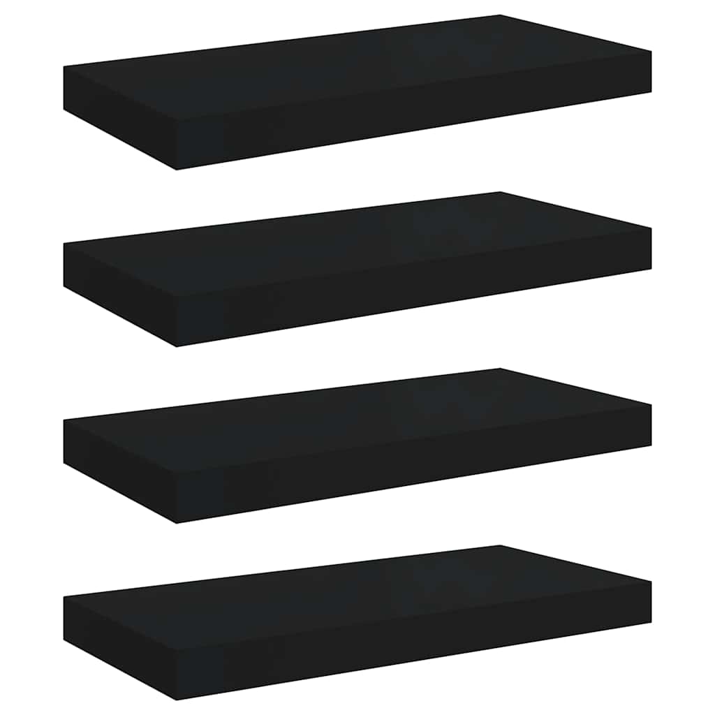 Floating Wall Shelves 4 pcs Black 50x23.5x3.8 cm MDF