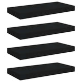 Floating Wall Shelves 4 pcs Black 50x23x3.8 cm MDF - Front View