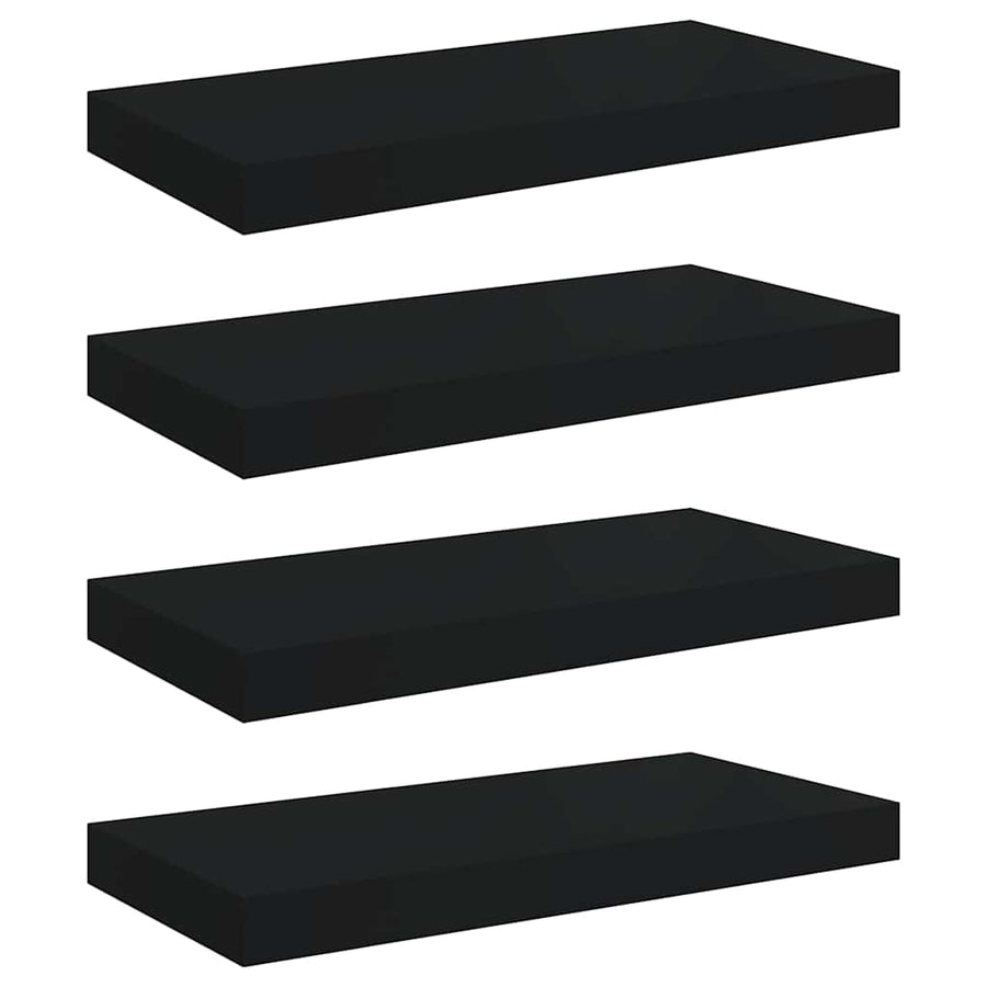 Floating Wall Shelves 4 pcs Black 50x23.5x3.8 cm MDF