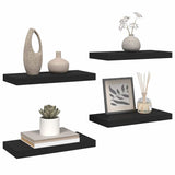 Floating Wall Shelves 4 pcs Black 50x23.5x3.8 cm MDF