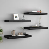 Floating Wall Shelves 4 pcs Black 50x23.5x3.8 cm MDF