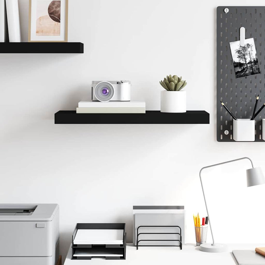 Floating Wall Shelf Black 60x23.5x3.8 cm MDF