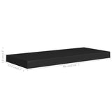 Floating Wall Shelf Black 60x23.5x3.8 cm MDF - Close-Up Angle