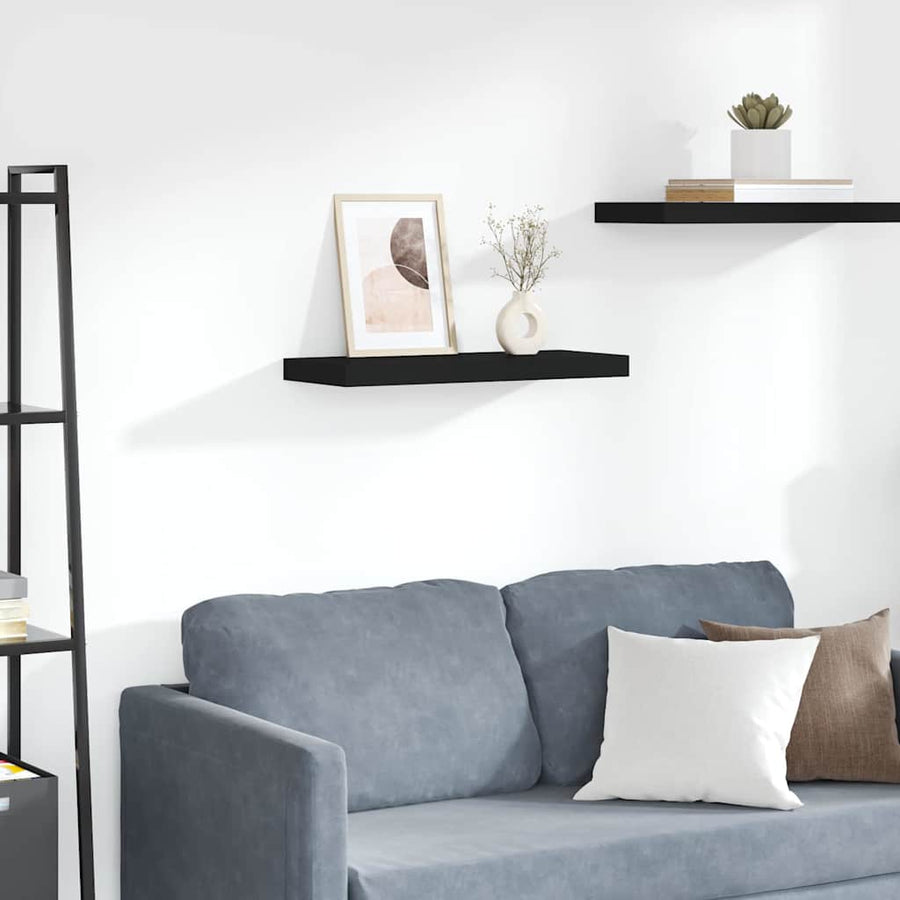 Floating Wall Shelf Black 60x23.5x3.8 cm MDF