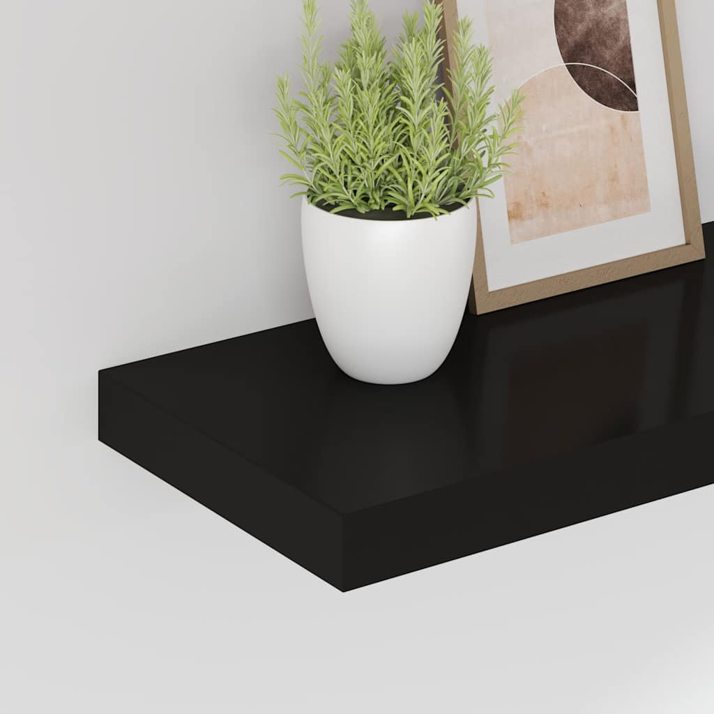 Floating Wall Shelves 2 pcs Black 60x23.5x3.8 cm MDF