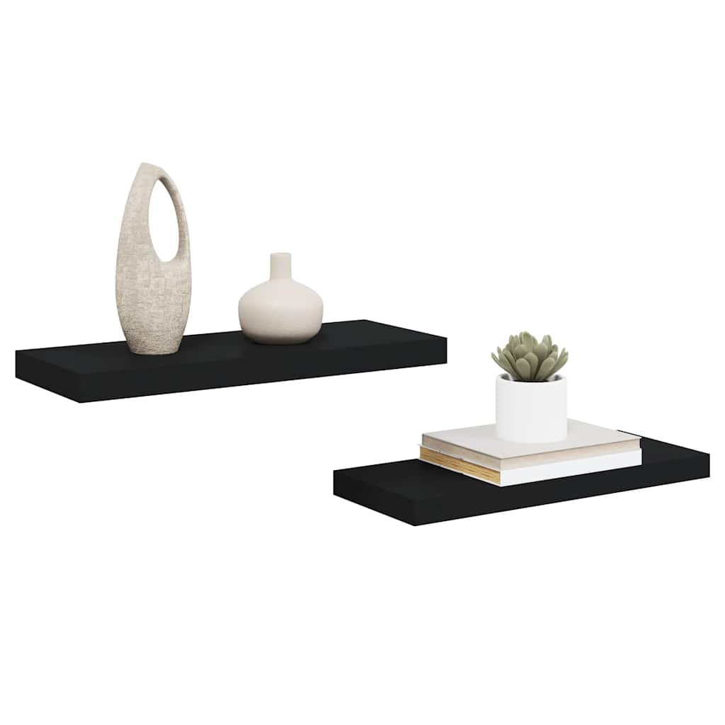 Floating Wall Shelves 2 pcs Black 60x23.5x3.8 cm MDF