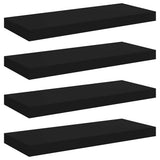 Floating Wall Shelves 4 pcs Black 60x23.5x3.8 cm MDF - Front View