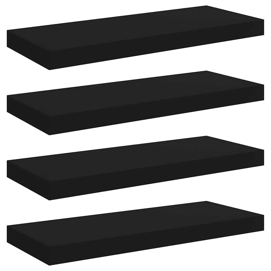 Floating Wall Shelves 4 pcs Black 60x23.5x3.8 cm MDF
