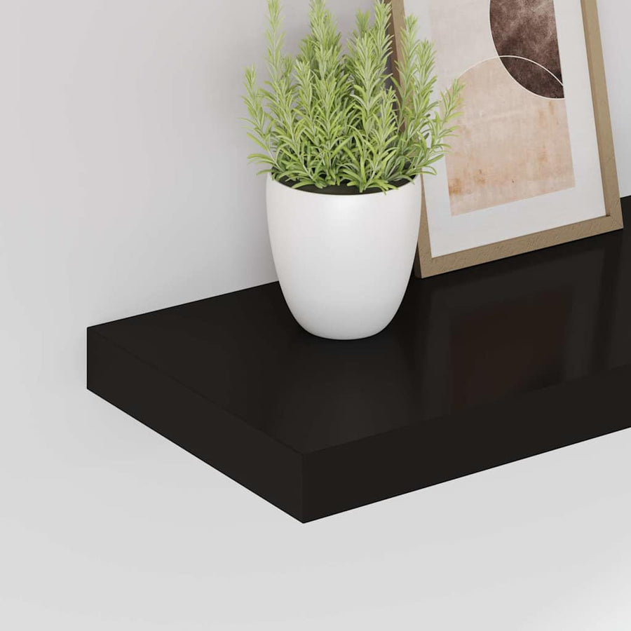Floating Wall Shelves 4 pcs Black 60x23.5x3.8 cm MDF
