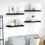 Floating Wall Shelves 4 pcs Black 60x23.5x3.8 cm MDF