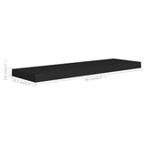 Floating Wall Shelf Black 80x23.5x3.8 cm MDF - Close-Up Angle