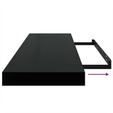 Floating Wall Shelf Black 80x23.5x3.8 cm MDF - Extra Image