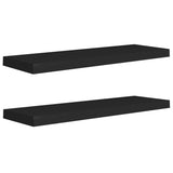 Floating Wall Shelves 2 pcs Black 80x23.5x3.8 cm MDF - Front View