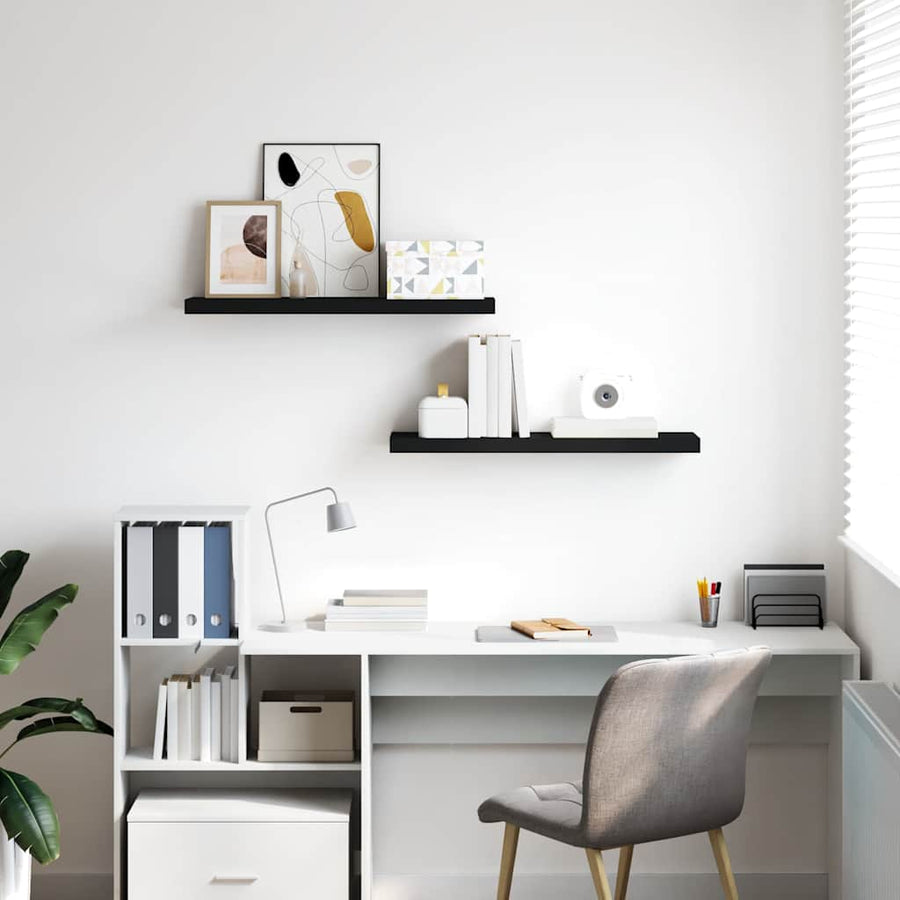 Floating Wall Shelves 2 pcs Black 80x23.5x3.8 cm MDF
