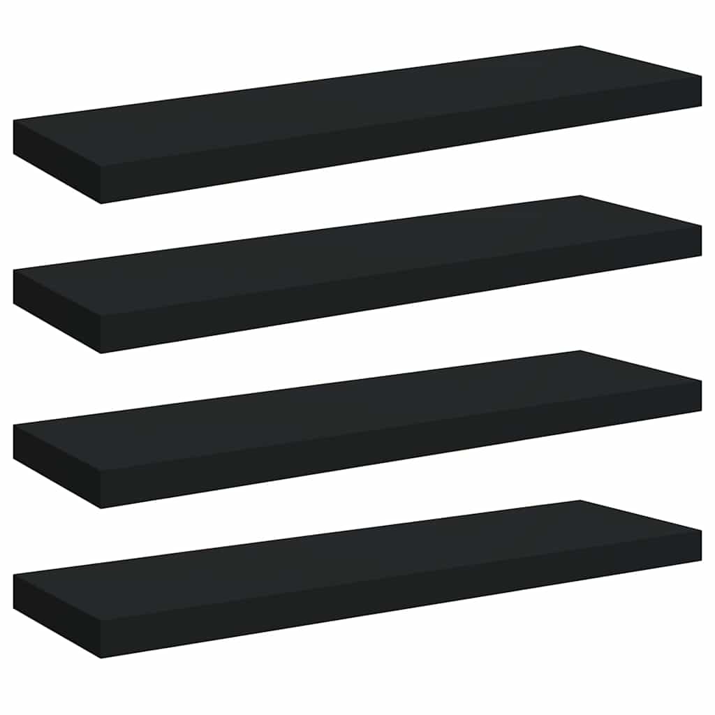 Floating Wall Shelves 4 pcs Black 80x23.5x3.8 cm MDF