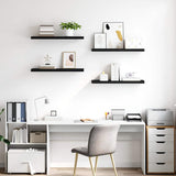 Floating Wall Shelves 4 pcs Black 80x23.5x3.8 cm MDF - Side View