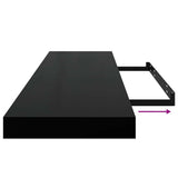 Floating Wall Shelf Black 90x23.5x3.8 cm MDF