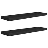 Floating Wall Shelves 2 pcs Black 90x23.5x3.8 cm MDF - Front View