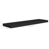 Floating Wall Shelves 2 pcs Black 90x23.5x3.8 cm MDF - Low Angle