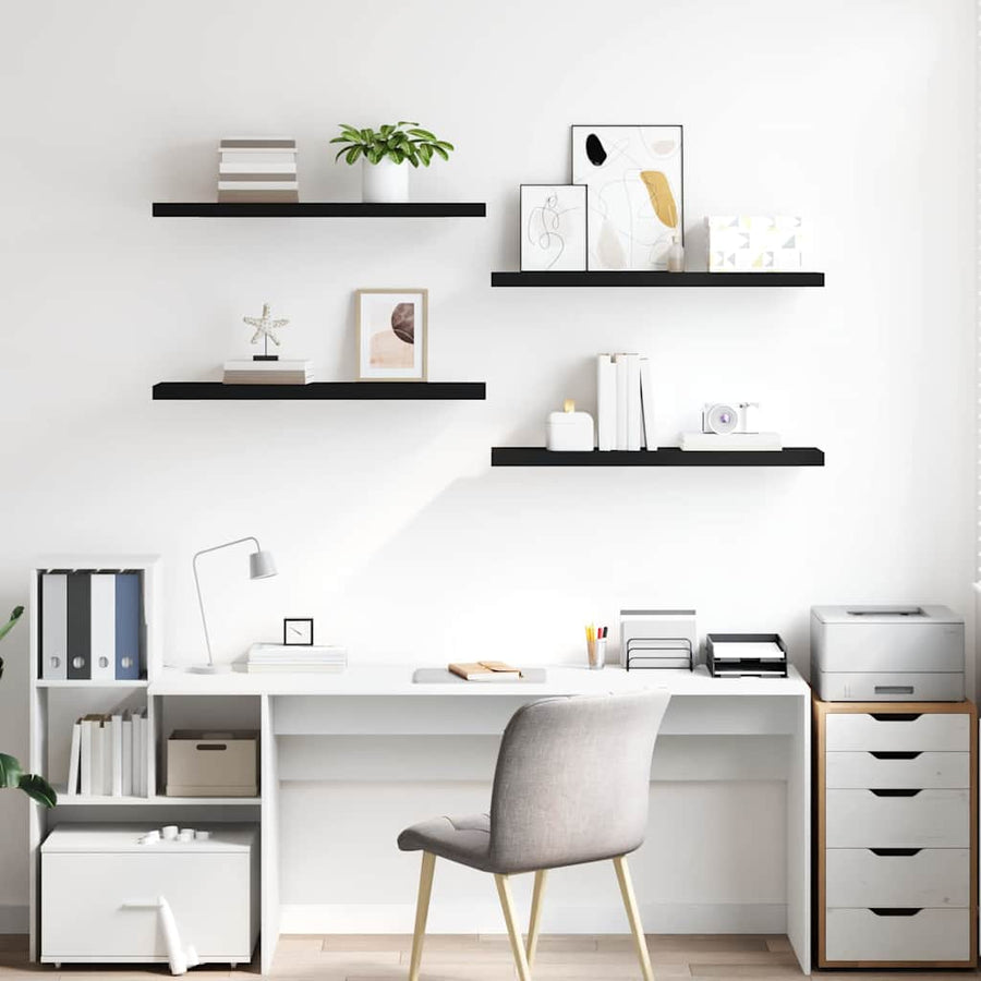 Floating Wall Shelves 4 pcs Black 90x23.5x3.8 cm MDF