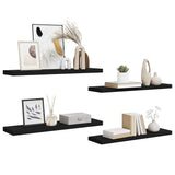 Floating Wall Shelves 4 pcs Black 90x23.5x3.8 cm MDF - 45-Degree Angle