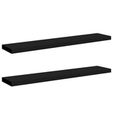 Floating Wall Shelves 2 pcs Black 120x23.5x3.8 cm MDF - Front View